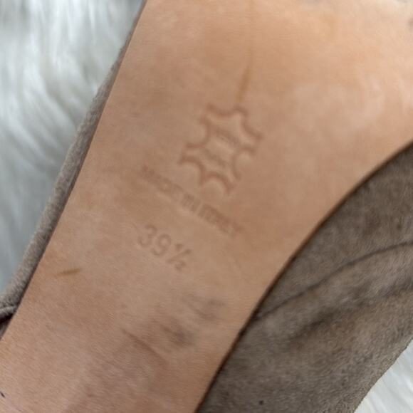 Gastone Lucioli Beige Suede Peep Toe Slingback Heels - Picture 9 of 9